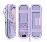 FINTIE Trousse École Rigide en EVA, Trousse à Crayon Résistante aux Chocs et Imperméable avec Compartiments pour Stylo et Accessoires, Marbre Lilas