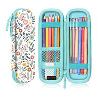 FINTIE Trousse École Rigide en EVA, Trousse à Crayon Résistante aux Chocs et Imperméable avec Compartiments pour Stylo et Accessoires, Fleur Printanière