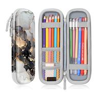 FINTIE Trousse École Rigide en EVA, Trousse à Crayon Résistante aux Chocs et Imperméable avec Compartiments pour Stylo et Accessoires, Marbre Nuageux