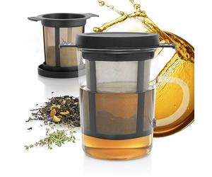 finum 4246000 Verre à Thé + Filtre Verre Noir 200 ML