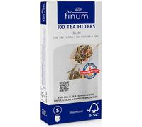 finum 100 Tea Filter (Slim) - Filtre à thé en Papier, Filtre pour thé en Vrac, Filtre Papier, Filtre en Papier jetable avec Soufflet, biodégradable, certifié FSC, Filtre pour théière - (155 x 75 mm)