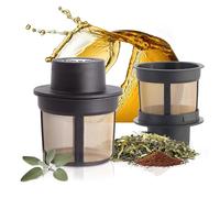 Finum FLOATING BASKET Filtre permanent flottant pour le thé et le café - Infuseur à thé réutilisable en acier inoxydable pour thé, café et épices - Taille M, Noir