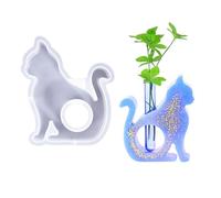 Finyoffiy Moule en résine Chat,Tube à Essai Vase à Fleurs Resin Molds,Vase Moul eavec 1 Tubes à Essai, Moule Silicone Vase pour Plantes Hydroponiques (A)