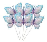 Finypa Lot de 6 ballons papillon bleus et violets de 101,6 cm en aluminium Mylar pour décoration de fête prénatale sur le thème des papillons, mariage, fête d'anniversaire