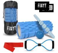 FINYT - Foam roller pack 7en1 - rouleau de massage musculaire, rouleau de massage musculaire, boule de massage, bande élastique Pilates, caoutchouc musculaire, exercices en mousse et sac de transport