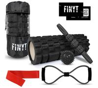 FINYT - Foam roller pack 7en1 - rouleau de massage musculaire, rouleau de massage musculaire, boule de massage, bande élastique Pilates, caoutchouc musculaire, exercices roller foam et sac de