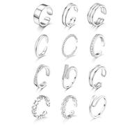 FINZOR Lot de 12 bagues d'orteil pour femme - Or 14 carats - Ne ternit pas - Réglable - Simple - Oxyde de zirconium, One Size, Cuivre, Pas de pierre précieuse