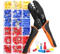 fioay Pince à Sertir, Pince à Sertir à Clique 0,5-6 mm²,Cosses de câble isolées avec 18 Types 350PCS Cosses Electriques, pour Automobile, Moto