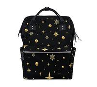 Fiocco Di Neve Di Natale Oro Nero Sac à Langer Sac à Dos Grande Capacité Multifonction Sac à Couches pour Voyage Maman Femme Papa