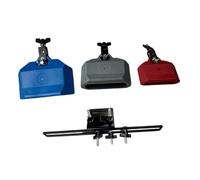 Fiocias 1 Ensemble Cloche de Vache Bloc Rythme Percussion Fixation avec Tige Matériau Polypropylène Brillante pour Batterie Usage Groupe Concerts, Blue Red Silver A