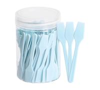 Fiocias 100 Pièces Spatule de Maquillage Mélangeur pour Fond de Teint Cuillère Masque Réutilisable Outil Mini Facial PP Adapté pour Usage Professionnel Maison, Bleu Ciel