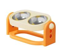 Fiocias 2 Pièces Gamelle Chat Élevée Inclinée Whisker Friendly Animaux Petit Support Réglable Acier Inoxydable Convient Nourrir Eau Chats Chiots Salle Séjour, Orange