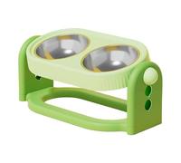 Fiocias 2 Pièces Gamelle Chat Élevée Inclinée Whisker Friendly Animaux Petit Support Réglable Acier Inoxydable Convient Nourrir Eau Chats Chiots Salle Séjour, Vert