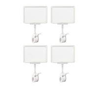 Fiocias 4 Pièces Clips Signaux Porte-étiquette Rotatif Base Support Robuste En PP PVC pour Affichage de Notices Adapté Supermarchés Boutique Bureau Magasin, Blanc