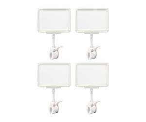 Fiocias 4 Pièces Clips Signaux Porte-étiquette Rotatif Base Support Robuste En PP PVC pour Affichage de Notices Adapté Supermarchés Boutique Bureau Magasin, Blanc