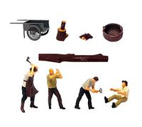 Fiocias 4 Pièces Diorama Figurines Résine Modèles Trains Personnages Miniatures Peints Accessoires Scénario Micro Adapté à La Collection Décoration, 64e