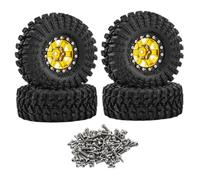 Fiocias 4 Pièces Pneus RC Voiture Roues Simulation pour Camion RC Échelle 1/18 Pièces Installation Simple Sécurisée Accessoires Résistants Usure En Aluminium, or