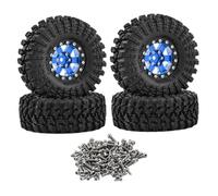Fiocias 4 Pièces Pneus RC Voiture Roues Simulation pour Camion RC Échelle 1/18 Pièces Installation Simple Sécurisée Accessoires Résistants Usure En Aluminium, Bleu