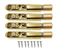 Fiocias 4 Pièces Pont de Guitare Sans Tête Système de Serrage de Cordes Ensemble de Chevalet D'Instrument En Alliage de Zinc Installation Facile Convient, 4 Cordes Dorées