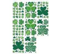 Fiocias 8 Feuilles Stickers Fenêtre Décorations Shamrock Autocollants Vitre Ornements PVC Réutilisables Polyvalents Conviennent à Boutique Salle de Séjour Fêt, Style C