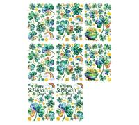 Fiocias 8 Feuilles Stickers Fenêtre Décorations Shamrock Autocollants Vitre Ornements PVC Réutilisables Polyvalents Conviennent à Boutique Salle de Séjour Fêt, Style A
