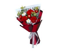 Fiocias Bouquet de Fleurs Au Crochet, Réalisé En Fil Résistant, avec Rose Artificielle, Fleur Tricotée, Fleur Décorative et Fleur Séchée. Un Cadeau Idéal pour, Rouge