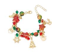 Fiocias Bracelet de Noël Muni de Pendentifs Sapin Flocon Renne et Père Noël Bijou Festif en Alliage Adapté aux Femmes Célébrations Soirées Entre Amis Port, Style A