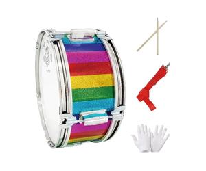 Fiocias Caisse Claire Instrument Percussion Batterie avec Gants Sangle Baguettes Acier Inoxydable Son Profond Adapté à La Pratique Jeu Collectif Débutants Enf, 11 Pouces