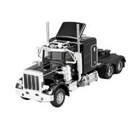 Fiocias Camion Miniature Modèle Camion Transport Semi Remorque Enfant Alliage Diecast Effets Sonores Lumineux Convient pour Jeu Éducatif Décoration Table, Noir