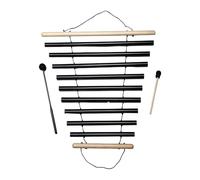 Fiocias Carillon Méditation Barre Percussion Instrument Musical Neuf Notes Bois Métal Son Apaisant avec Maillet Adapté pour Relaxation Méditation Enseign, Noir