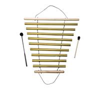 Fiocias Carillon Méditation Barre Percussion Instrument Musical Neuf Notes Bois Métal Son Apaisant avec Maillet Adapté pour Relaxation Méditation Enseign, or