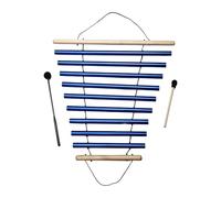 Fiocias Carillon Méditation Barre Percussion Instrument Musical Neuf Notes Bois Métal Son Apaisant avec Maillet Adapté pour Relaxation Méditation Enseign, Bleu
