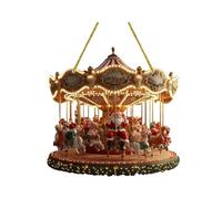 Fiocias Carrousel Ornement Suspendu Noël Acrylique Décor Motif Père Noël Reflet Lumineux Convient pour Balcon Fenêtre Porte Intérieur Extérieur, Style B