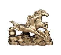 Fiocias Cheval Statue Figurine Animale Sculpture Résine Objet Ornemental Décor Unique Signification Symbolique Adapté pour Décoration Intérieure Cadeau, Bronze, M