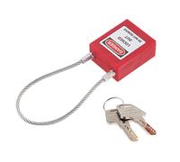 Fiocias de Sécurité Serrure à Câble Consignation Industrielle Isolement Surface Antidérapante Corps Plastique Étiquette Modifiable Verrouillage Résist, Rouge, Hauteur Totale 130mm
