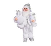 Fiocias Figurine de Père Noël à Collectionner, Statuette Décorative avec Chapeau Rouge, En Polypropylène, Idéale pour Décorer Votre Intérieur Ou Offrir, blanc