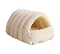 Fiocias Grotte pour Chat Lit Douillet pour Animaux Coussin Moelleux Maison Fermée en Peluche Abri Confortable pour Sommeil Sécurité Adaptée à La Détente Décor, White S
