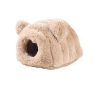 Fiocias Hamster Lit Douillet Maison Cachette Peluche Nid Chaud Structure Semi Fermée Garnissage Doux Convient Animaux Domestiques Repos Cage Décoration, Beige