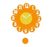 Fiocias Horloge Murale Fleur avec Pendule Silencieuse Acrylique Marquage Chiffres Arabes Lecture Facile pour Salon Chambre Bureau Adaptée pour Cadeau Mariage, Jaune