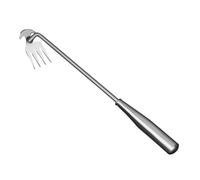 Fiocias Houe en Acier Inoxydable Outil Désherbeur Extraction Racines Multi-prongs Râteau Design Ergonomique Convient pour Jardin Culture Maraîchère Espaces Étroits , 1 PC , Demi-Rond SS Détach