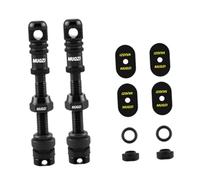 Fiocias Kit de 2 Valves Presta Tubeless avec Extracteur de Noyau, Capuchons et Clé à Rayons Intégrée, en Alliage D'aluminium, Compatible avec Les Vélos, Noir