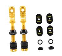 Fiocias Kit de 2 Valves Presta Tubeless avec Extracteur de Noyau, Capuchons et Clé à Rayons Intégrée, en Alliage D'aluminium, Compatible avec Les Vélos, Or