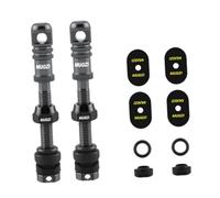 Fiocias Kit de 2 Valves Presta Tubeless avec Extracteur de Noyau, Capuchons et Clé à Rayons Intégrée, en Alliage D'aluminium, Compatible avec Les Vélos, Gris