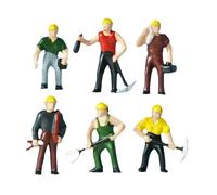 Fiocias Lot de 6 Figurines D'ouvriers Du Bâtiment à L'échelle 1/87 pour Diorama, Maison de Poupée Ou Train Miniature.