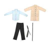 Fiocias Miniature Manteau Tranchée Ensemble Veste Pantalon Chemise Accessoires Fabriqués à La Main En Textile pour Figurine Soldat Masculin Adapté à Photograp, beige