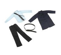 Fiocias Miniature Manteau Tranchée Ensemble Veste Pantalon Chemise Accessoires Fabriqués à La Main En Textile pour Figurine Soldat Masculin Adapté à Photograp, bleu foncé