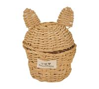 Fiocias Panier Miniature Panier Tressé Maison Chien Chat Abri Animaux Fait Main Rattan Élément Décoratif Accessoire Collectible pour Scènes Miniatures Jeu Ima, Marron Clair