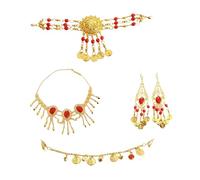 Fiocias Parure Bijoux Danse Orientale Set Accessoires Femme Chaîne Frontale Collier Boucles d'oreilles Nez Alliage Fer Élégant Adapté Célébration Performance, Boucles d'oreilles à Crochet