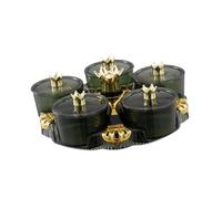 Fiocias Plateau Tournant Plateau de Service Plateau à Friandises Plateau à Snacks Plateau Divisé avec Couvercle En Pp Base Rotative Adapté à Invités Détente M, Vert