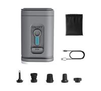 Fiocias Pompe à Air Électrique Portable Mini pour Matelas Gonflables Boîte Complète avec Buse de Gonflage et Dégonflage Rapide Lampe Fonctionnelle Intégrée, Gris